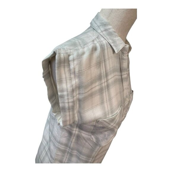 UNTUCKIT Womens Villefranche Button Up Blouse~Size 2~Gray Ivory Plaid NWOT L5 15 - Picture 5 of 12